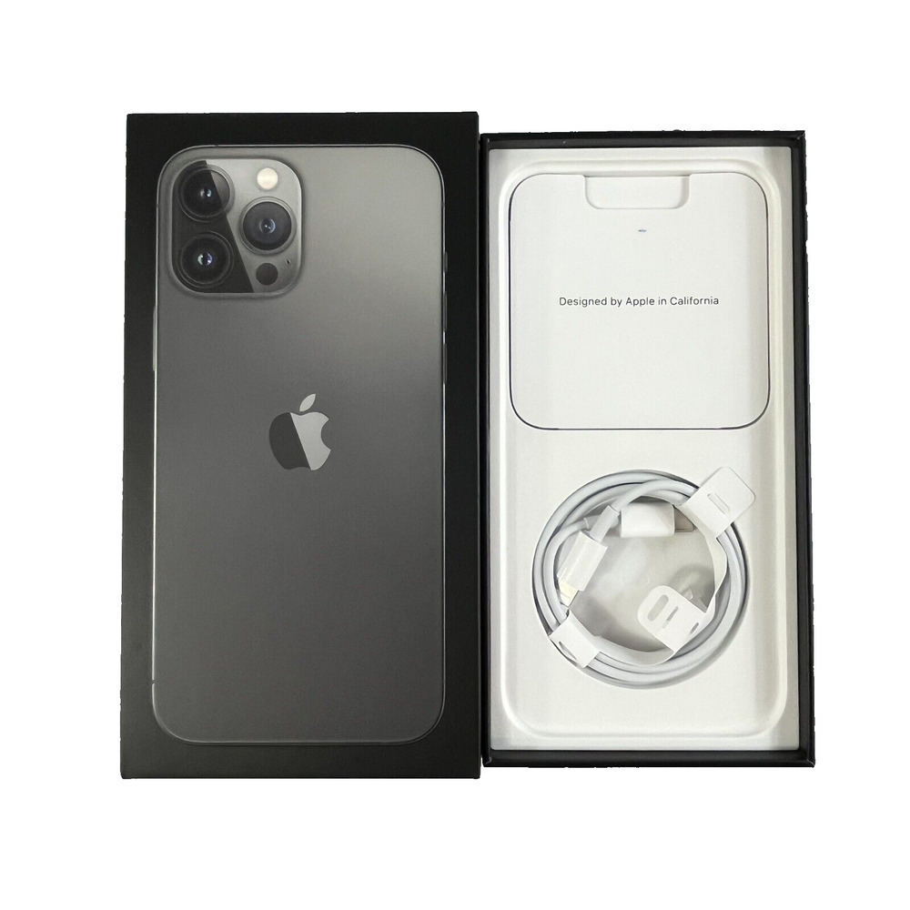 Apple iPhone 13 Pro Graphite Black Empty Box w/ Sticker Inserts Charger Only